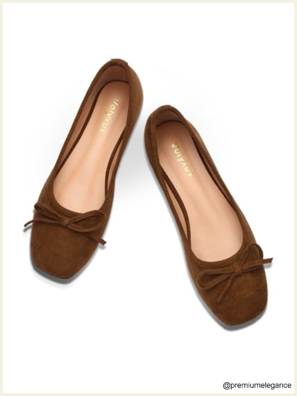 Faux Suede Bow Ballet Flats Cap Toe Slip On Comfort Square Toe Dressy Shoes